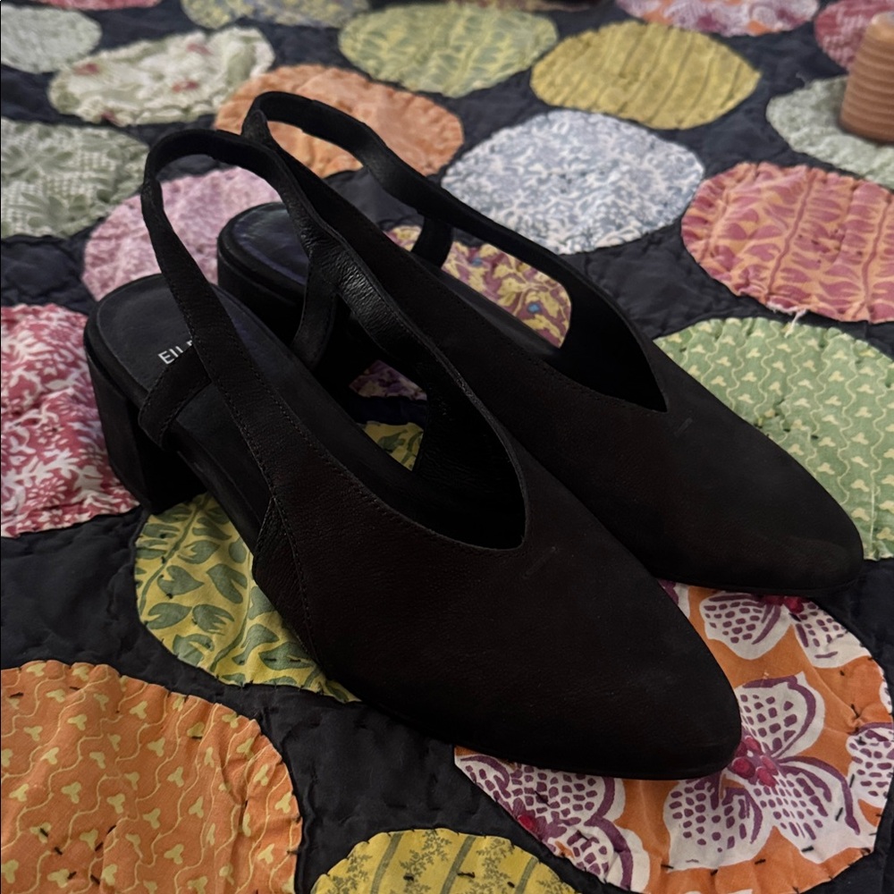 Eileen Fisher Slingback Pump in Black Nubuck 6